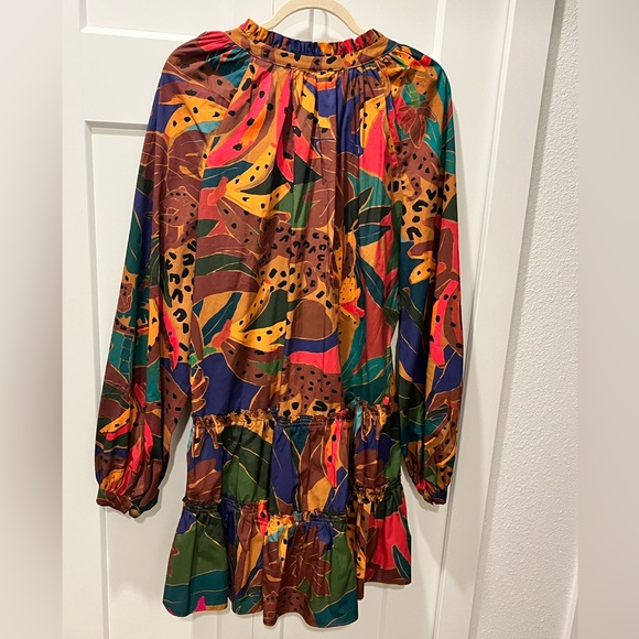 FARM Rio NWT AUTHENTIC BROWN PRINTED LEOPARD TROPICAL LONG SLEEVES DRESS - Picture 4 of 16